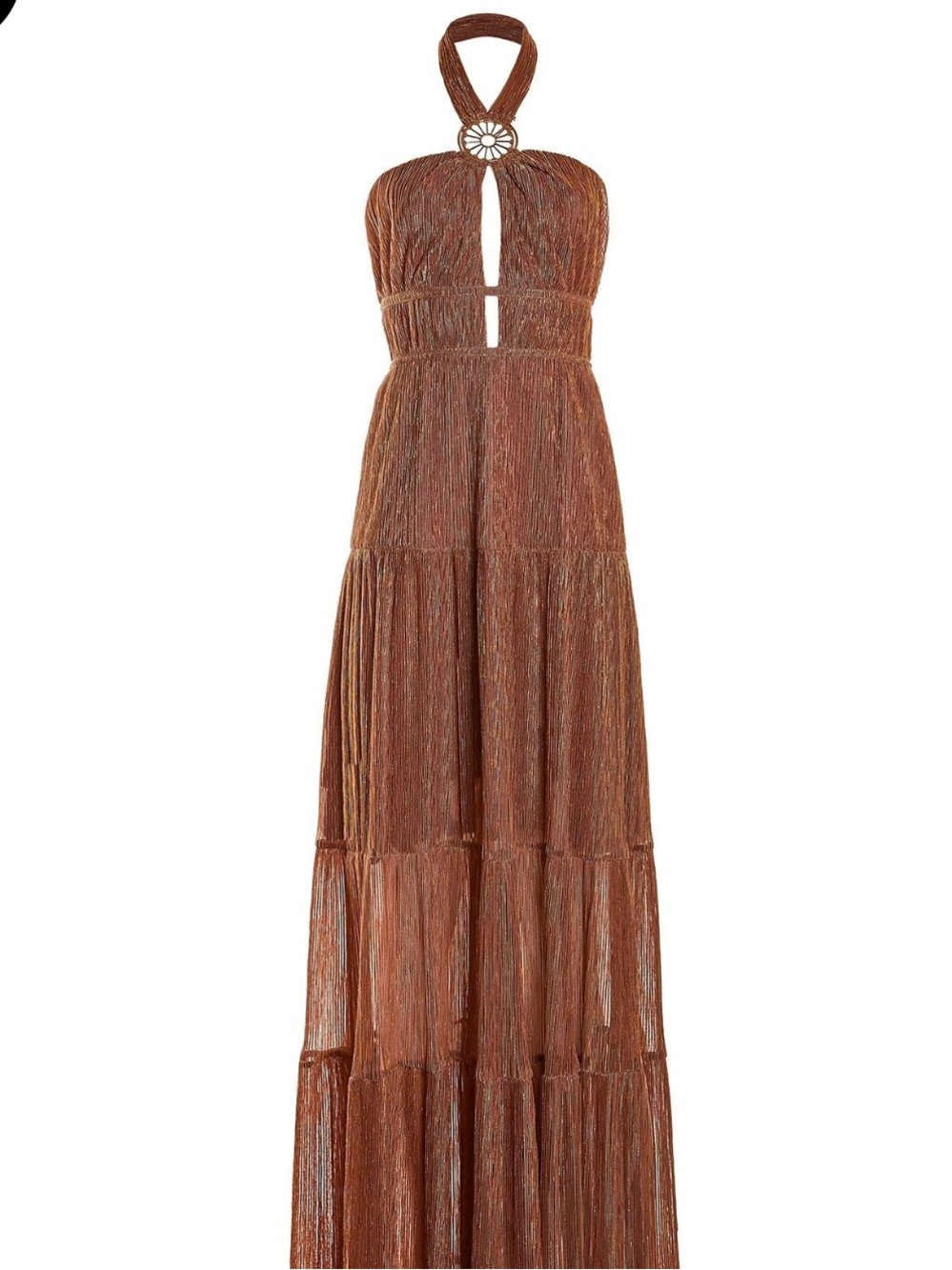 Alamour The Label Copper Halter Maxi Dress with Ring Detail
